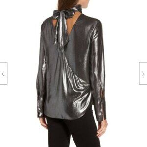 Trouve Silver Foil Metallic Tie Back Top XS